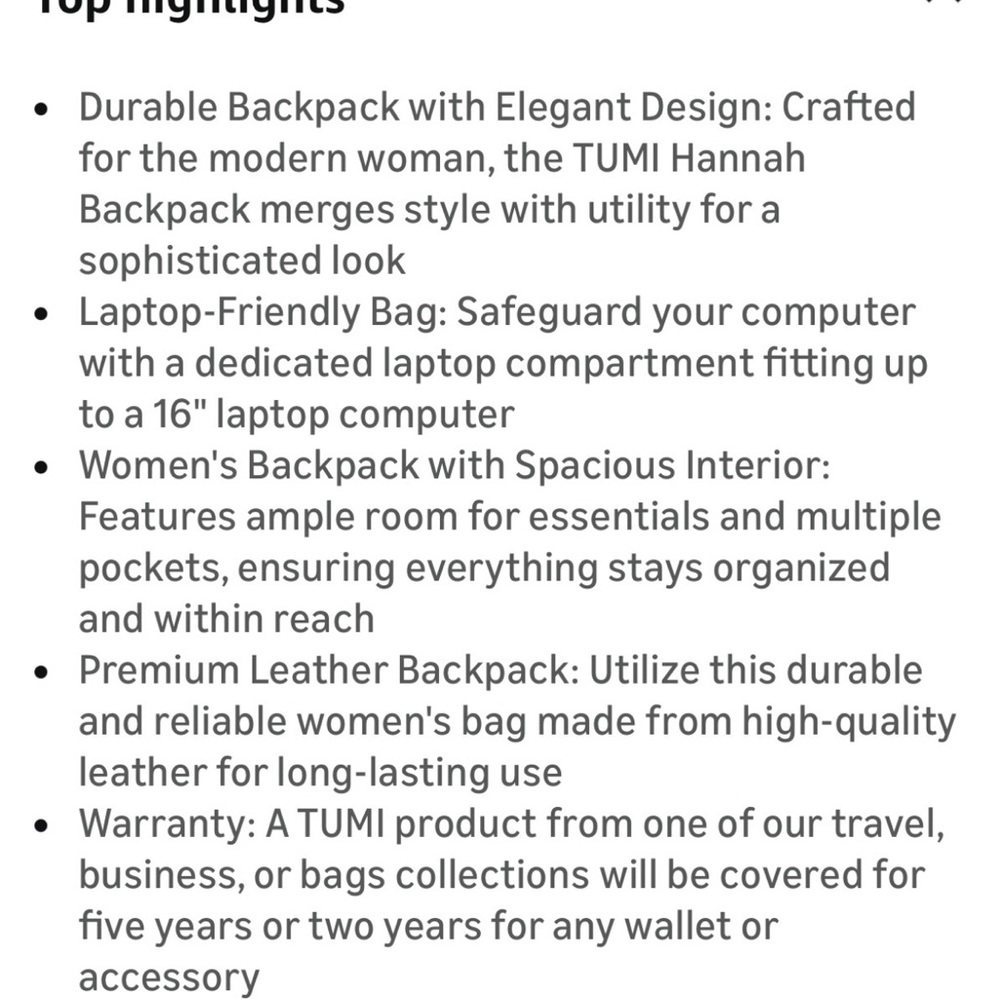 TUMI
Voyageur Hannah Leather Backpack - Picture 12 of 13